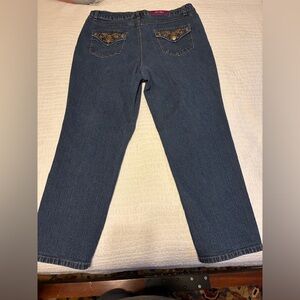 Jeanbay Stylish Blue Jeans with Lovely embroidered accents Size 18W